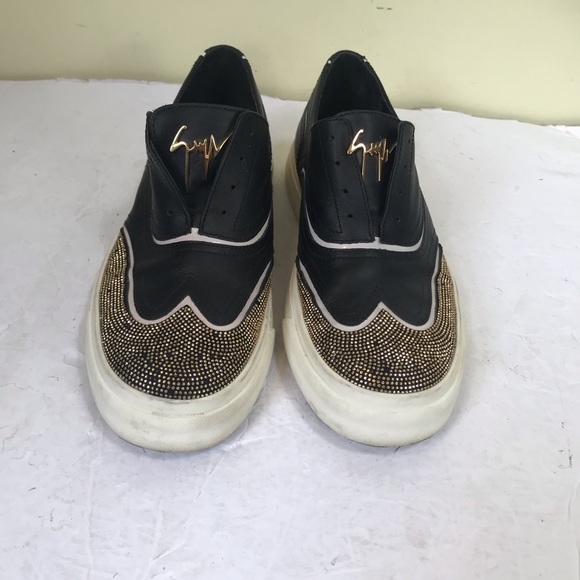 Giuseppe Zanotti Leather Mini Studs Sneakers Slip On Oxford Slides Logo Glitter - Picture 11 of 16